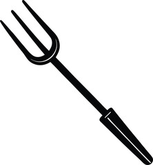 Pitchfork Silhouette Black Vector | Farming Tool Design for Agriculture and Rustic Projects
