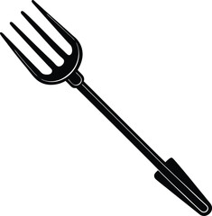Pitchfork Silhouette Black Vector | Farming Tool Design for Agriculture and Rustic Projects