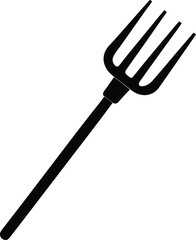Pitchfork Silhouette Black Vector | Farming Tool Design for Agriculture and Rustic Projects