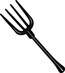 Pitchfork Silhouette Black Vector | Farming Tool Design for Agriculture and Rustic Projects