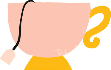 Hand drawn Cute Mug or Mint Cup of Tea with Tea Bag Flat Vector Illustration