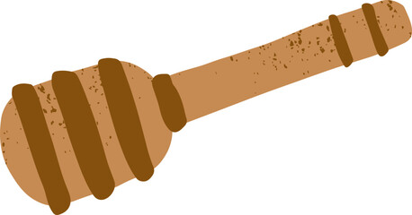 Hand drawn cute honey dipper wooden spoon food kitchen utensil tool vector illustration