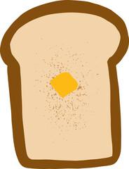 Hand drawn bread toast with melted butter vector illustration