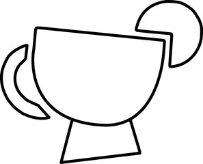 Abstract cup with drink and lemon line shape boho mid century decoration