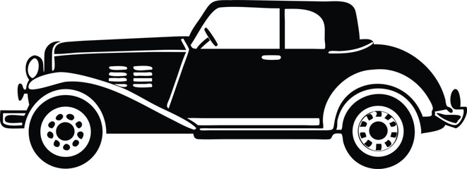 Retro car design silhouette black vector art work