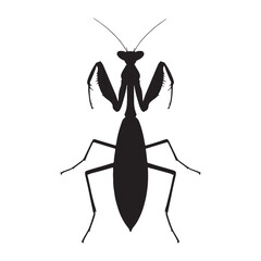 Fierce Mantis silhouette, a poised predator in stillness – Mantis illustration – Minimalist Mantis vector – Insect silhouette

