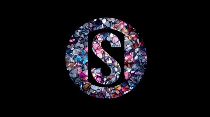 Fototapeta premium Colorful stones arranged in the shape of the letter s, vibrant alphabet design
