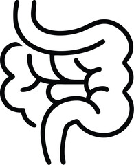 line drawing, digestive system, intestines, minimalist, black and white, medical illustration, simplified anatomy, curvy lines, abstract representation, biology diagram, gut health, internal organs,