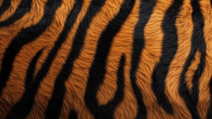 Fototapeta premium Tiger skin texture with copy space. Close-up tiger pattern. Big Cat fur. Tiger stripes. Realistic tiger skin. Tiger design texture. Detailed tiger skin close-up. Wild Animal texture.