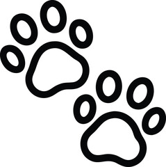 black and white illustration, dog paw prints, minimalist design, simple shapes, graphic silhouette, animal tracks, pet symbolism, vector art style, clean lines, symmetrical composition, iconic represe