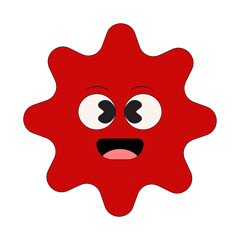 Red splat-shaped cartoon character with shocked wide eyes face
