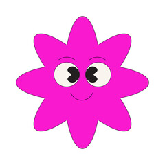 Hot pink flower-shaped cartoon with friendly and happy face

