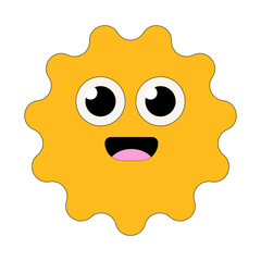 Yellow spiky cartoon character with a friendly happy face

