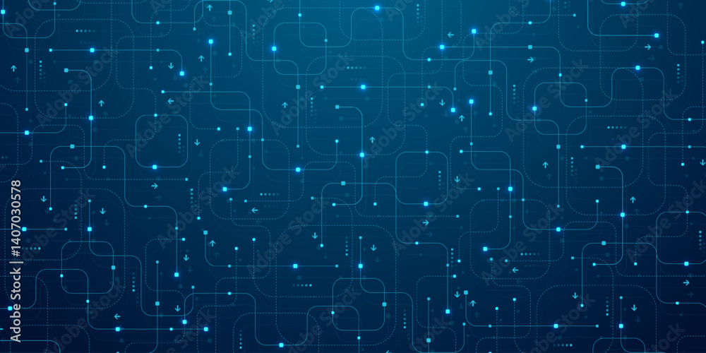Poster Abstract background with technology circuit board texture. Modern electronic motherboard texture. Creative idea for internet technology. Tech concept for header, web banner, website, presentation.