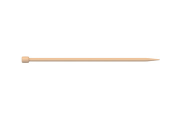 Single knitting needle isolated on white background. Sticks for knit. Top view. 3d render