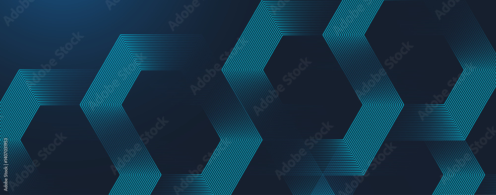 Aufkleber Futuristic digital concept with technology hexagons. Hexagonal digital abstract background. Hexagonal stripe line art design for poster, brochure, cover, banner, website, header