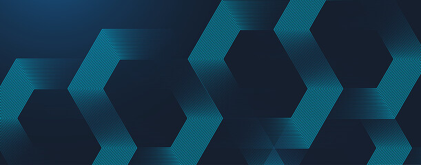 Futuristic digital concept with technology hexagons. Hexagonal digital abstract background. Hexagonal stripe line art design for poster, brochure, cover, banner, website, header