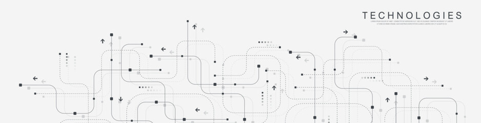 Abstract background with technology circuit board texture. Modern electronic motherboard texture. Creative idea for internet technology. Tech concept for header, web banner, website, presentation.