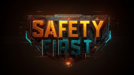 Futuristic safety first design,  modern graphic emphasizing precautionary measures