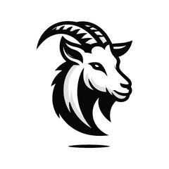 Goat Head Mascot Logo in Black and White Style