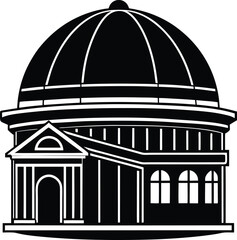 Planetarium Silhouette Vector | Space Dome Design for Astronomy and Science