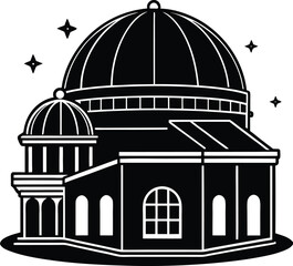 Planetarium Silhouette Vector | Space Dome Design for Astronomy and Science