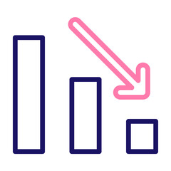Decreasing Bar Vector Line Two Colors Icon Design