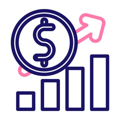 Sales Growth Vector Line Two Colors Icon Design