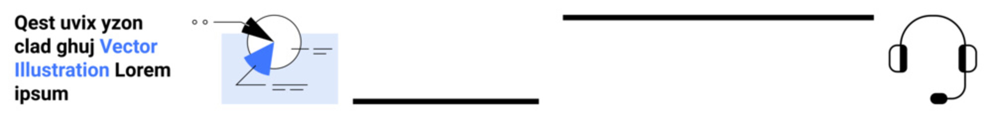 Graph with chart progress indicator, connecting with headset icon, symbolizing analysis, reporting, support. Ideal for data management, customer service, progress tracking, communication tools