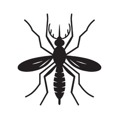 Agile Mosquito silhouette, a fast-moving pest of the tropics – Mosquito illustration – Minimalist Mosquito vector – Insect silhouette

