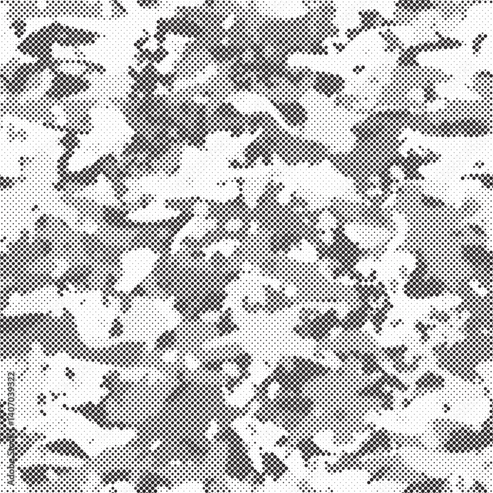 Leinwandbilder abstract halftone seamless camouflage pattern. repeating digital dotted hexagonal camo military text