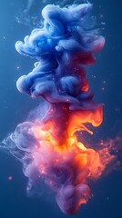 Blue & Orange Smoke Phone Wallpaper  Swirling Abstract Blend with Dark Background | Vibrant HD Mobile Aesthetic
