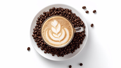 cup of coffee with beans