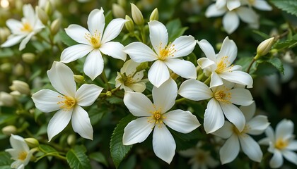 Obraz premium Radiant White Clematis: A Serene Floral Cluster in Soft Light