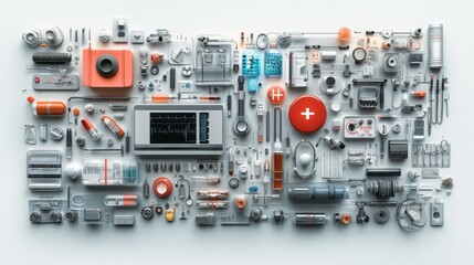 Fototapeta premium An array of medical supplies are organized and displayed neatly