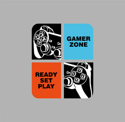  GAMER ZONE  Typography tee shirt design vector illustration