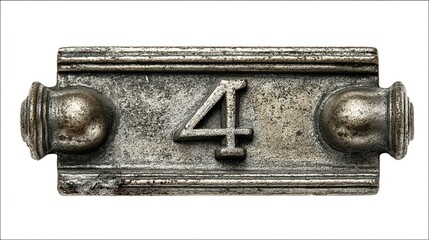 Antique metal number four plate.
