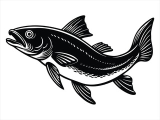 Isolated blue fish vector illustration, a marine animal from the sea