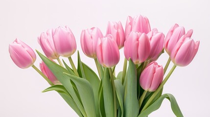 Fototapeta premium arrangement pink tulips isolated