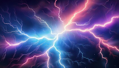 Striking Anime Lightning Illuminates a Vibrant Abstraction, Depicting Electric Energy and Dramatic Intensity in an Epic Battle Scene.