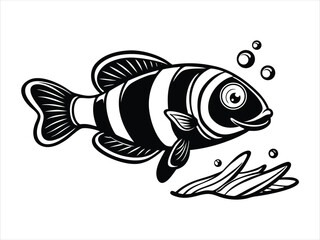 Vector illustration of a cartoon fish swimming in the sea, a colorful aquatic animal design