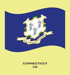 Obraz premium Flag of Connecticut , Connecticut Flag, USA state Connecticut Flag Vector Illustration, USA, 