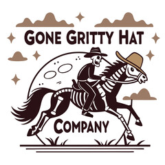 Skeleton Cowboy Rides Skeleton Horse Funny Vector Illustration Company Design