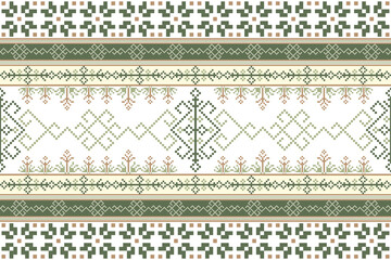 Geometric pixel art pattern. Abstract pixel art geometric pattern design for fabric, carpet, tile, clothing, embroidery, needlepoint and background. Vector pixel art seamless motif Native American.