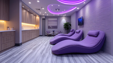 Sensory overload room designed for neurodivergent individuals with calming features and a peaceful ambiance