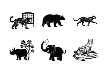 A set of different wild animals