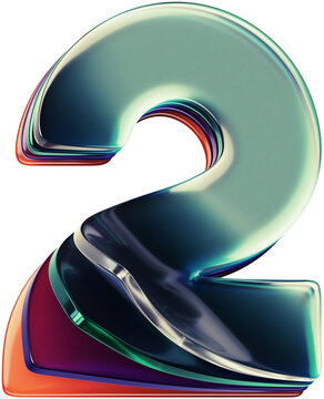 Abstract 3d rendered letter made of shiny glass layers