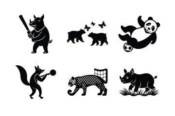 A set of different wild animals