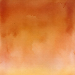Fototapeta premium Abstract watercolor background texture featuring a warm orange gradient wash on textured paper. Handmade artistic surface perfect for design, fall, or autumn themes.