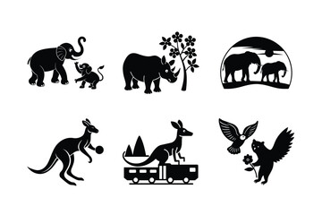 A set of different wild animals